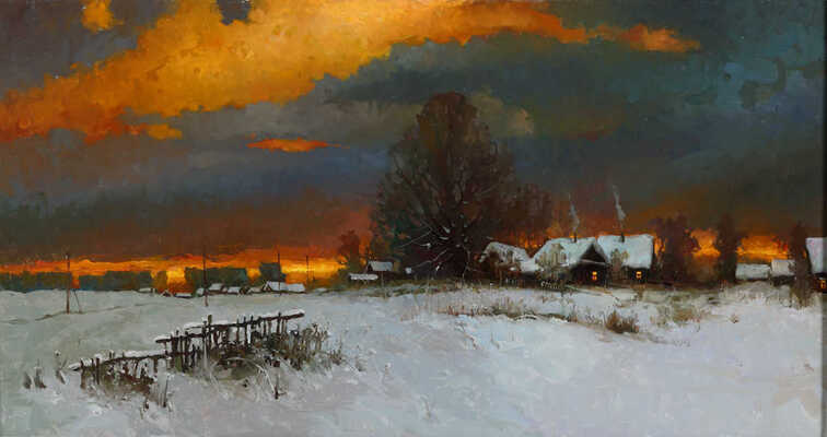 Быков Виктор Александрович. Вечер на окраине деревни 